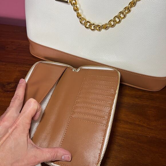 Joy & Iman White Timeless Chic Pebble Satchel Purse + Wallet - Picture 7 of 16